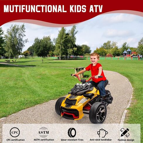 12V 3 Wheeler Ride على دراجة نارية كهربائية ATV ، مركبة كهربائية تعمل بالبطارية مع مصابيح LED ، وسرعة عالية ومنخفضة ، والقرن ، والموسيقى ، والاستر in Kuwait