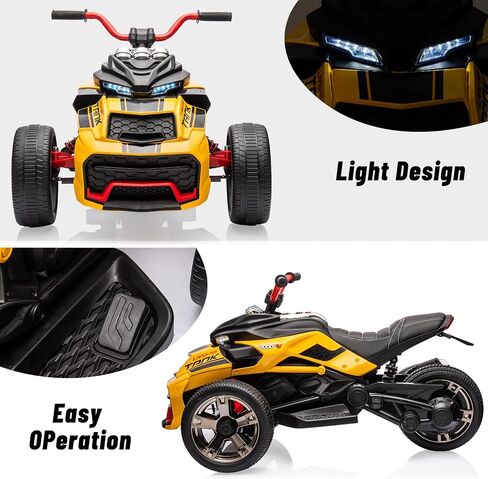 12V 3 Wheeler Ride على دراجة نارية كهربائية ATV ، مركبة كهربائية تعمل بالبطارية مع مصابيح LED ، وسرعة عالية ومنخفضة ، والقرن ، والموسيقى ، والاستر in Kuwait