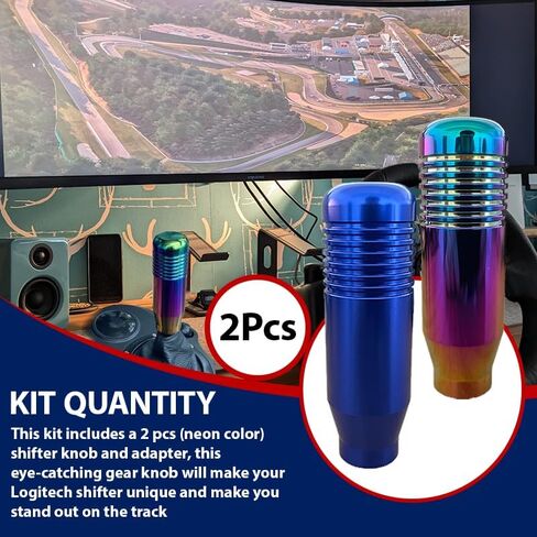2 Pcs (Neon&Black Color) Gear Shifter Knobs and Adapter Replacement for Logitech G29 G920 G923 G27 Driving Force Stick - Aluminum Weighted Shift Knob - Gear Shifting Lever Handle in Kuwait