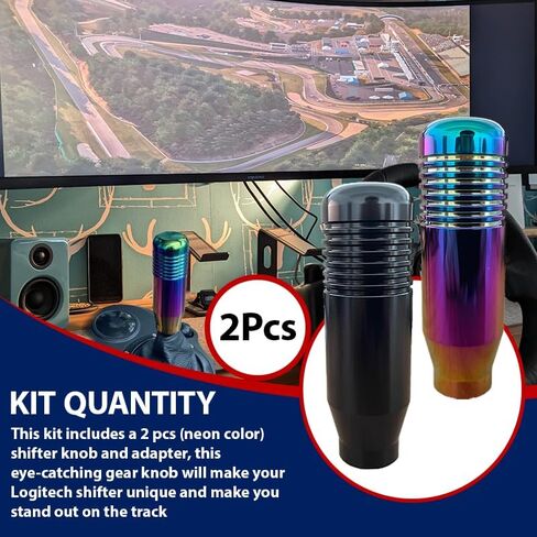 2 Pcs (Neon&Black Color) Gear Shifter Knobs and Adapter Replacement for Logitech G29 G920 G923 G27 Driving Force Stick - Aluminum Weighted Shift Knob - Gear Shifting Lever Handle in Kuwait