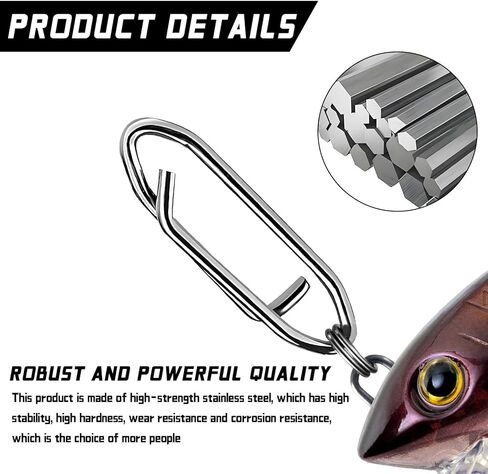 Fishing Swivels Ball Bearing Swivels Fishing Speed Clips for Fishing Lures Snap Swivels, Topwater Speed Clips Fishing Clips Quick Change Barrel Swivels Fishing Tackle in Kuwait