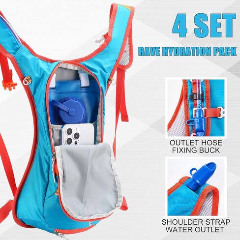 4 Pack Hydration Backpack with 2L Water Bladder Lightweight Hydration Backpack Pack for Men Women Hiking Cycling Camping Running Climbing in Kuwait