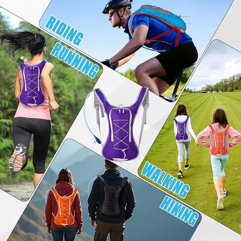 4 Pack Hydration Backpack with 2L Water Bladder Lightweight Hydration Backpack Pack for Men Women Hiking Cycling Camping Running Climbing in Kuwait