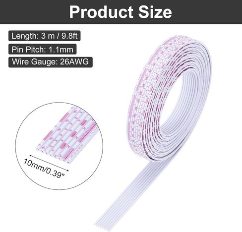 MECCANIXITY 26AWG IDC Wire Flat Ribbon Cable 3 m/9.8ft Length 1.3mm Pitch 6 Pin Red and White for JTAG/ISP Connecting in Saudi Arabia