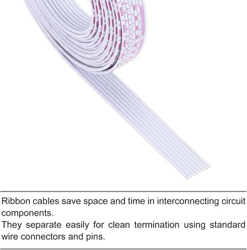 MECCANIXITY 26AWG IDC Wire Flat Ribbon Cable 3 m/9.8ft Length 1.3mm Pitch 6 Pin Red and White for JTAG/ISP Connecting in Saudi Arabia