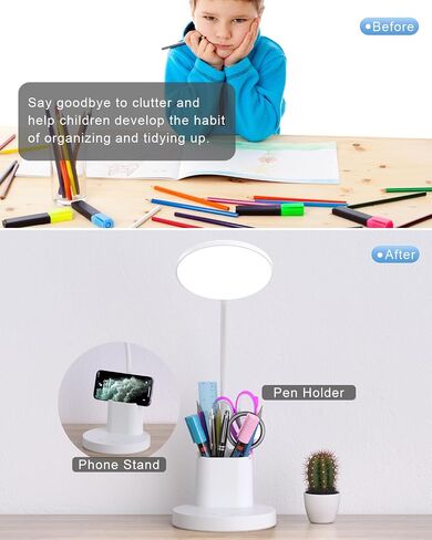 Sailstar Small Desk Lamp, LED Desk Lamps for Home Office, 3 Lighting Modes, 800LM Eye-Caring Desk Light with Pen Holder, Touch Control, Dimmable, 360° Gooseneck Desk Lamp for College Dorm Room, Black in Saudi Arabia