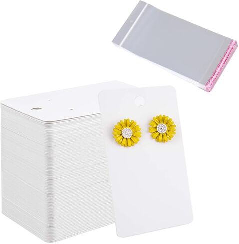 GSHLLO 100 Pcs Brown Earring Display Cards with 100 Pcs Packaging Bags in Saudi Arabia