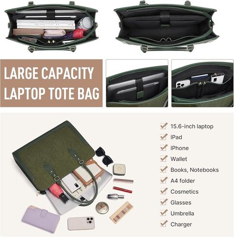 Laptop Bag for Women 15.6 Inch Work Tote Bag for Women,Leather Computer Bags Waterproof Tote Professional Briefcase,Large Capacity Business Office Bag for Work in Saudi Arabia