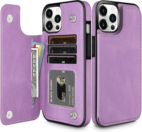 HianDier Wallet Case Compatible with iPhone 13 Pro MAX Case 5G 6.7-inch Slim Protective with Credit Card Slot Holder Flip Folio Soft PU Leather Magnetic Closure Cover, Black in Saudi Arabia