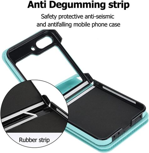 Pu Leather Case for Samsung Galaxy Z Flip 6,Zipper Case,Multifunctional Kickstand, Card Holder,Adjustable Shoulder Strap Flip Case Cover for Samsung Galaxy Z Flip 6 (Blue) in Saudi Arabia