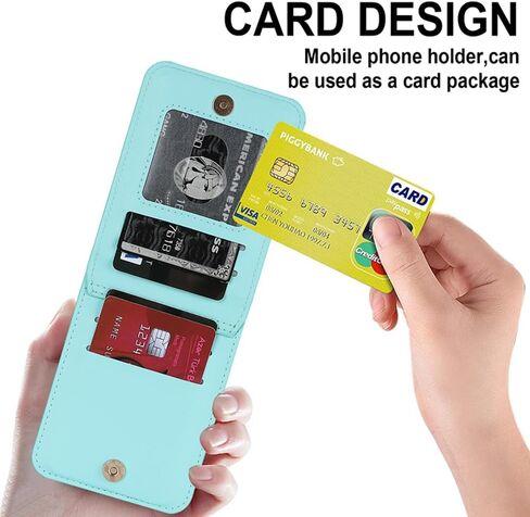 Pu Leather Case for Samsung Galaxy Z Flip 6,Zipper Case,Multifunctional Kickstand, Card Holder,Adjustable Shoulder Strap Flip Case Cover for Samsung Galaxy Z Flip 6 (Blue) in Saudi Arabia