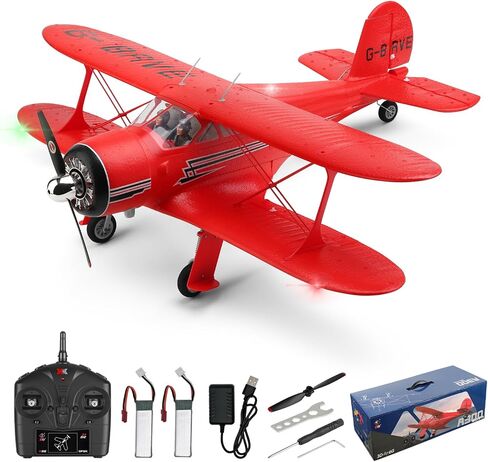 طائرة CKYSCHN WLtoys A300 4-Ch RC، طائرات Beechcraft D-17 RC مع أضواء، طائرات RC بدون فرش 6G/3D مع بطاريتين، 2.4G هدايا طائرات RC للتحكم عن بعد للبالغين (أصفر) in Kuwait