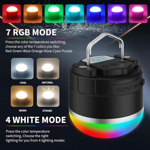 LED Camping Lantern القابلة لإعادة الشحن ، أساسيات CAMP ، تغيير لون RGB ، 1000 لتر ، 4 أوضاع ضوئية ، قاعدة مغناطيسية ، مقاومة للماء IP65 ، فانوس محمول للتخييم ، المشي لمسافات طويلة ، الأعاصير وانقطاع التيار الكهربائي in Kuwait
