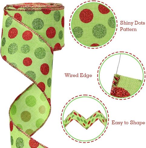 Tenn Well Buffalo Plaid Ribbon, 9.8 Yards 2.5 inch Red and Green Plaid Christmas Ribbon Wired for Christmas Tree, Bow Making, Wreath Making, Holiday Decoration in Saudi Arabia