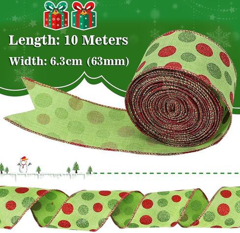 Tenn Well Buffalo Plaid Ribbon, 9.8 Yards 2.5 inch Red and Green Plaid Christmas Ribbon Wired for Christmas Tree, Bow Making, Wreath Making, Holiday Decoration in Saudi Arabia