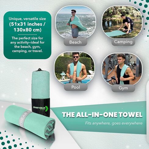 Quick Dry Camping & Travel Towel-Microfiber Travel Sports Towel, Microfiber Beach & Gym Sweat Towels For Men & Women Body, Travel Towels Fast Drying Lightweight, Quick Dry Towels For Travel in Kuwait