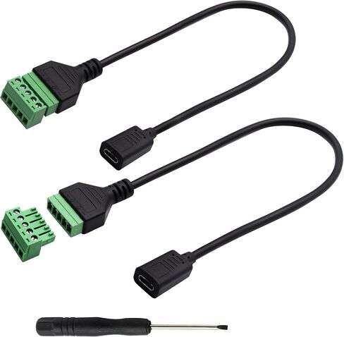 zdyCGTime Type C USB Screw Terminal Block Connector Cable 2.0 Type C USB Male Plug to 5 Pin Way Female Bolt Screw with Shield terminals Pluggable Type Adapter Connector Converter Cable（30CM2Pack Male in Kuwait