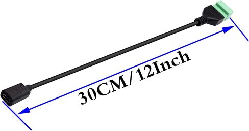 zdyCGTime Type C USB Screw Terminal Block Connector Cable 2.0 Type C USB Male Plug to 5 Pin Way Female Bolt Screw with Shield terminals Pluggable Type Adapter Connector Converter Cable（30CM2Pack Male in Kuwait
