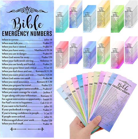 120 Pcs Bible Emergency Numbers Bookmark, Christian Bookmarks, Religious Bible Verse Bookmark, Christian Gifts for Church Supplies, Giveaways for Church Welcome Gifts Sunday (Brown) in Saudi Arabia