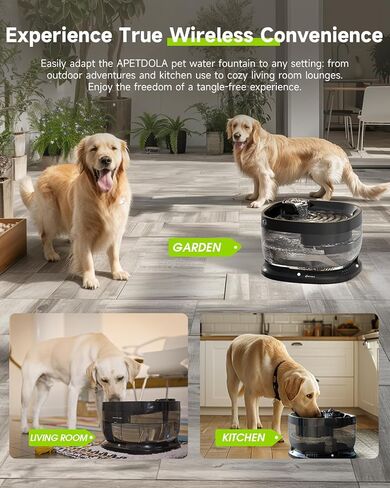 Wireless Dog Water Fountain, Battery Operated Dog Water Dispenser with Motion Sensor, 7L/237 fl oz Cordless Pet Fountain Water Bowl for Small to Large Dogs, Cats, Multi-Pets, 3 Work Modes in Saudi Arabia