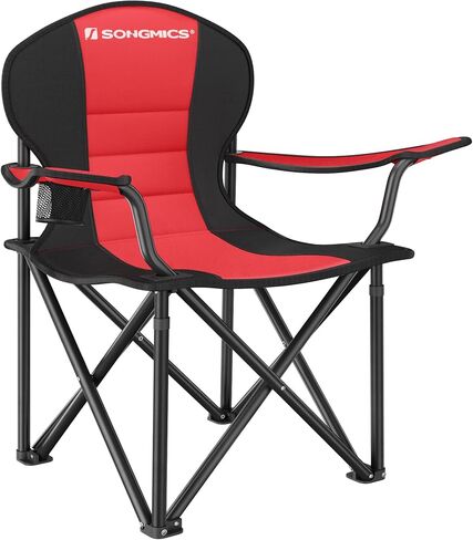 SONGMICS Oversized Lumbar Support Camping Chair, Heavy-Duty Outdoor Folding Chair Comfortable, Padded, Glamping, Cooler Bag, Weight Capacity 450 lb, Ink Black UGCB066B01 in Kuwait