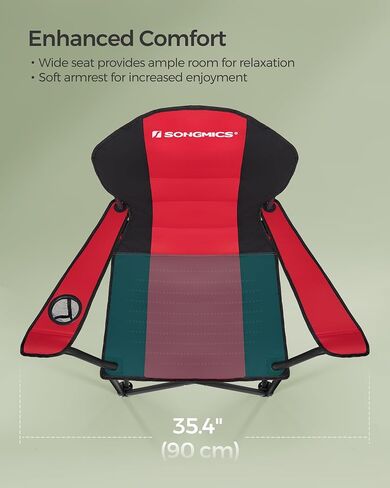 SONGMICS Oversized Lumbar Support Camping Chair, Heavy-Duty Outdoor Folding Chair Comfortable, Padded, Glamping, Cooler Bag, Weight Capacity 450 lb, Ink Black UGCB066B01 in Kuwait