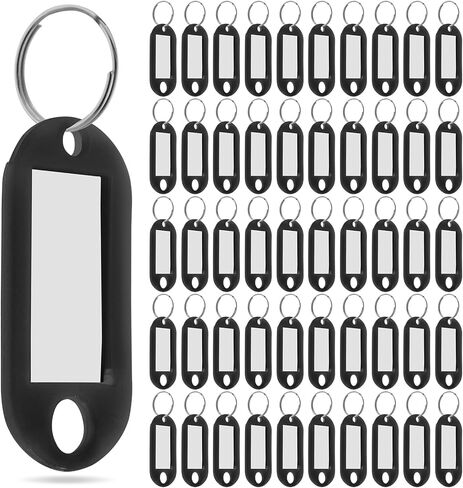 50 Pcs Plastic Key Tags with Label Window Key Ring Tags Key Labels Tags for ID Name Split Ring Keychain Luggage Travels Home Office Classification Gifts Favors Supplies (blue) in Kuwait