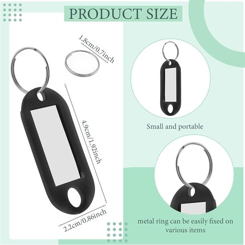 50 Pcs Plastic Key Tags with Label Window Key Ring Tags Key Labels Tags for ID Name Split Ring Keychain Luggage Travels Home Office Classification Gifts Favors Supplies (blue) in Kuwait