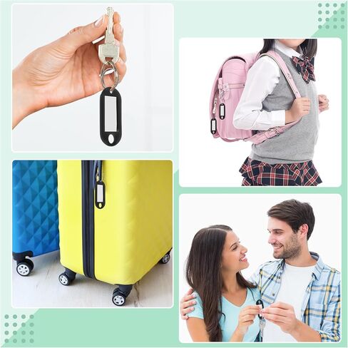 50 Pcs Plastic Key Tags with Label Window Key Ring Tags Key Labels Tags for ID Name Split Ring Keychain Luggage Travels Home Office Classification Gifts Favors Supplies (blue) in Kuwait