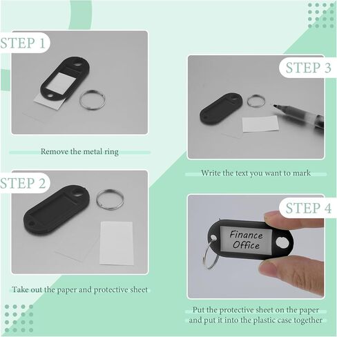 50 Pcs Plastic Key Tags with Label Window Key Ring Tags Key Labels Tags for ID Name Split Ring Keychain Luggage Travels Home Office Classification Gifts Favors Supplies (blue) in Kuwait