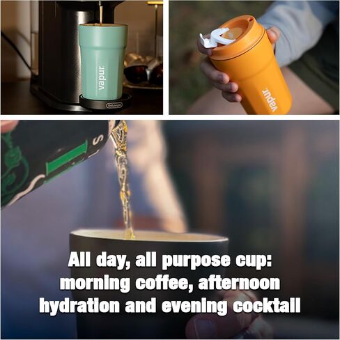 Vapur All Purpose Reusable Insulated Tumbler Cup with Flip Top Lid, Perfect for Morning Coffee and IceCold Drinks, Ideal for Travel and Fits in Most Cup Holders, 12 Ounce, Apricot, Pack of 1 in Saudi Arabia
