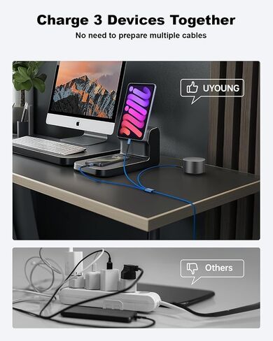 Multi Charging Cable 2Pack 6FT, 3 in 1 Charger Cable Braided Universal Phone Charging Cord with Lightning/Type C/Micro USB Ends, Multiple USB Cable for iPhone 16 15/Samsung/Google Cell Phones and More in Kuwait