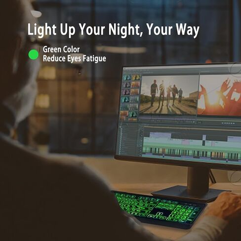 Large Print Backlit Keyboard, Wired Lighted Computer Keyboards with 7-Color Backlight, Light Up Oversize Letter Keys, Foldable Stands, USB Quiet Keyboard for PC, Windows, Laptop (Colorful Backlit) in Saudi Arabia
