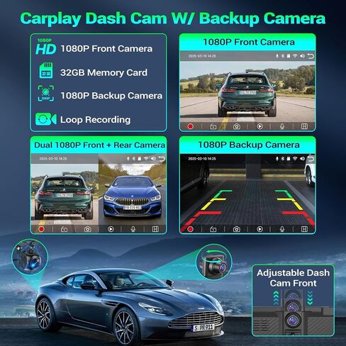 شاشة Carplay للسيارة ، 7 بوصة لاستراتيجية السيارة اللاسلكية المحمولة لـ Apple Carplay & Android Auto ، Carplay Dash Cam ، مستقبلات الصوت مع رابط مرآة/كاميرا خلفية/Bluetooth/Mavigation in Saudi Arabia