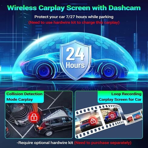 شاشة Carplay للسيارة ، 7 بوصة لاستراتيجية السيارة اللاسلكية المحمولة لـ Apple Carplay & Android Auto ، Carplay Dash Cam ، مستقبلات الصوت مع رابط مرآة/كاميرا خلفية/Bluetooth/Mavigation in Saudi Arabia