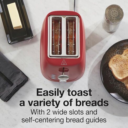 Proctor Silex Plastic 2 Slice Toaster, Bagel, Defrost & Cancel Buttons, Browning Control With 7 Shades, Auto Shutoff, Slide-Out Crumb Tray, Red (22661) in Saudi Arabia