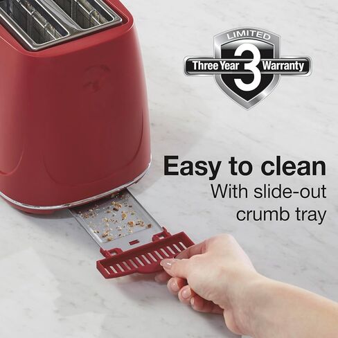 Proctor Silex Plastic 2 Slice Toaster, Bagel, Defrost & Cancel Buttons, Browning Control With 7 Shades, Auto Shutoff, Slide-Out Crumb Tray, Red (22661) in Saudi Arabia