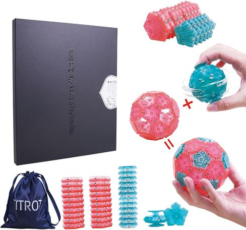 Magnetic Fidget Toy for Adults, 12-Piece Set Magnet Fidget Sphere, Creative Office Decor, Pentagons Magnetic Sensory Desk Toy for Stress Relief & Anxiety, Great Gifts Idea for Adults - Sky Blue in Saudi Arabia