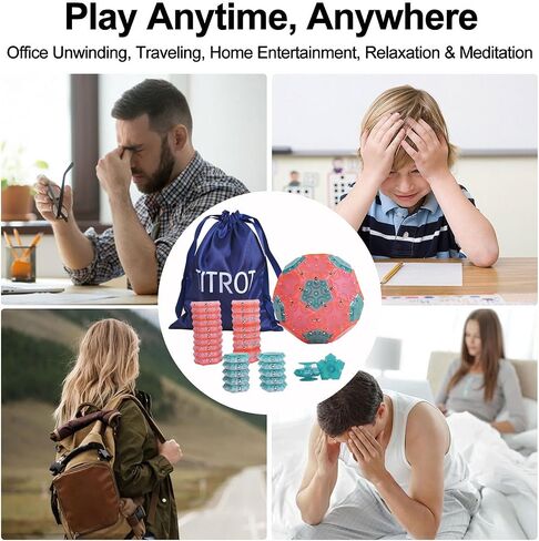 Magnetic Fidget Toy for Adults, 12-Piece Set Magnet Fidget Sphere, Creative Office Decor, Pentagons Magnetic Sensory Desk Toy for Stress Relief & Anxiety, Great Gifts Idea for Adults - Sky Blue in Saudi Arabia