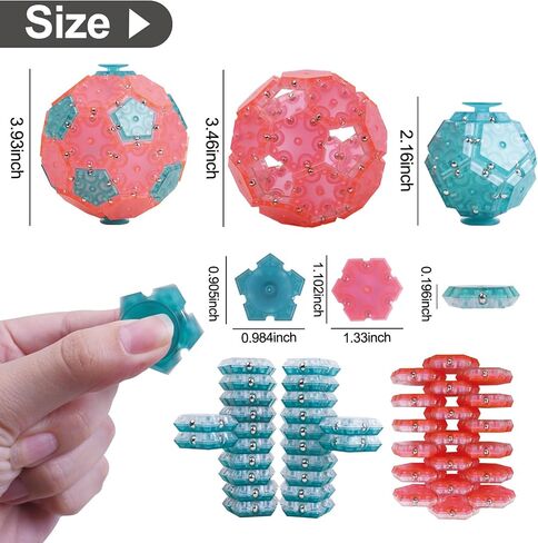 Magnetic Fidget Toy for Adults, 12-Piece Set Magnet Fidget Sphere, Creative Office Decor, Pentagons Magnetic Sensory Desk Toy for Stress Relief & Anxiety, Great Gifts Idea for Adults - Sky Blue in Saudi Arabia