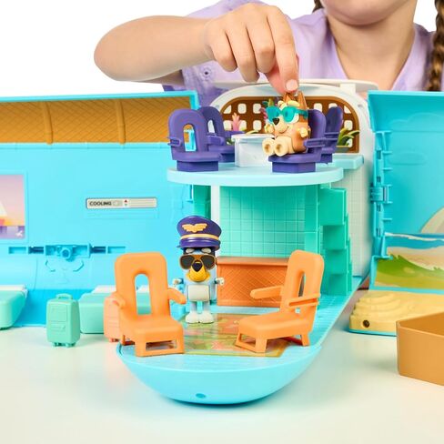Bluey 3-in-1 Transforming Plane Playset, Transforms from A Plane to A Resort and a Boat! Opens Up to Expand Out to A 27 Inch/ 70cm Wide Holiday Vacation Resort Playset, Over 25 Sounds and Phrases in Saudi Arabia
