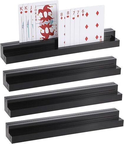 OwnMy 4PCS Clear Acrylic Playing Card Holders with Dual Grooves, Trapezoidal Playing Card Decks Card Stands with 2 Card Slots, Acrylic Game Card Racks for Kids Seniors in Saudi Arabia