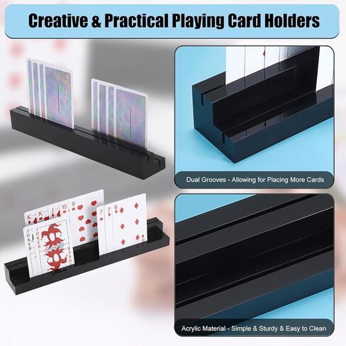 OwnMy 4PCS Clear Acrylic Playing Card Holders with Dual Grooves, Trapezoidal Playing Card Decks Card Stands with 2 Card Slots, Acrylic Game Card Racks for Kids Seniors in Saudi Arabia