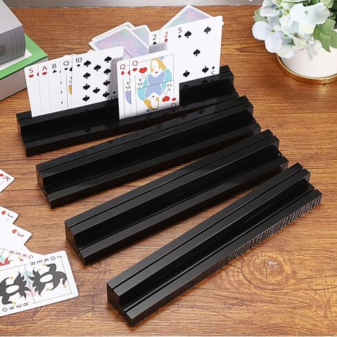 OwnMy 4PCS Clear Acrylic Playing Card Holders with Dual Grooves, Trapezoidal Playing Card Decks Card Stands with 2 Card Slots, Acrylic Game Card Racks for Kids Seniors in Saudi Arabia