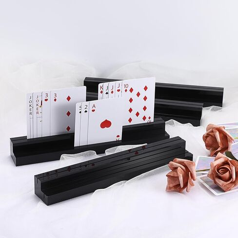 OwnMy 4PCS Clear Acrylic Playing Card Holders with Dual Grooves, Trapezoidal Playing Card Decks Card Stands with 2 Card Slots, Acrylic Game Card Racks for Kids Seniors in Saudi Arabia