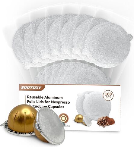 مجموعة كبسولات Vertuo Pods القابلة لإعادة الاستخدام لـ Nespresso، كبسولة Vertuo القابلة لإعادة الاستخدام لـ Nespresso مع 100 قطعة من أغطية أختام الرقائق المعدنية، كبسولات قهوة قابلة لإعادة الملء لـ VertuoLine متوافقة مع ماكينة Nespresso VertuoPlus Espress in Kuwait