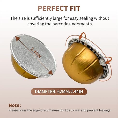 مجموعة كبسولات Vertuo Pods القابلة لإعادة الاستخدام لـ Nespresso، كبسولة Vertuo القابلة لإعادة الاستخدام لـ Nespresso مع 100 قطعة من أغطية أختام الرقائق المعدنية، كبسولات قهوة قابلة لإعادة الملء لـ VertuoLine متوافقة مع ماكينة Nespresso VertuoPlus Espress in Kuwait