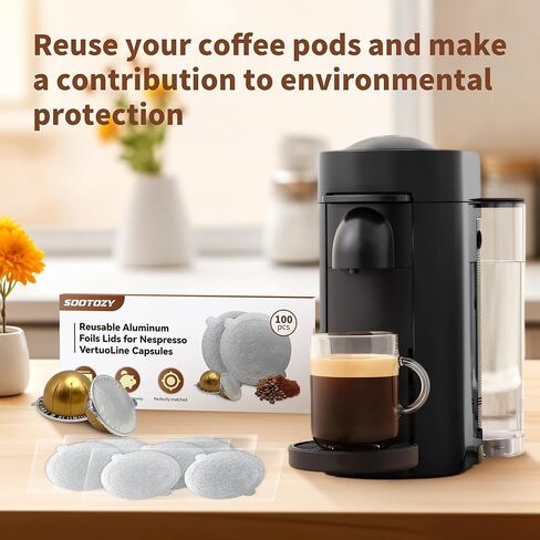 مجموعة كبسولات Vertuo Pods القابلة لإعادة الاستخدام لـ Nespresso، كبسولة Vertuo القابلة لإعادة الاستخدام لـ Nespresso مع 100 قطعة من أغطية أختام الرقائق المعدنية، كبسولات قهوة قابلة لإعادة الملء لـ VertuoLine متوافقة مع ماكينة Nespresso VertuoPlus Espress in Kuwait