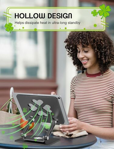 حامل اللوحي لأجهزة iPad ، حامل سطح المكتب الدوار 360 درجة - حامل مكتب قابل للتعديل وقابل للطي لـ iPad Pro 12.9/11 ، Air 10.9 ، Samsung Tab S9 ، Home/Office المحمولة ، هدية للأم ، المراهقين ، الأسود in Kuwait