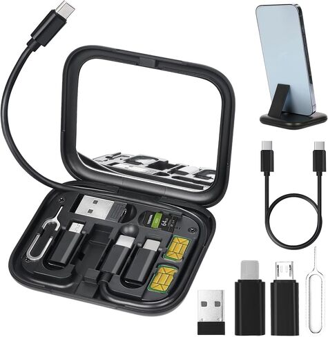 evron USB C Adapter OTG,Multi Charging Cable Conversion Set USB A & Type C to Micro,USB C to Micro USB,Data Transfer,SIM Card Pin,Phone Holder (White) in Saudi Arabia